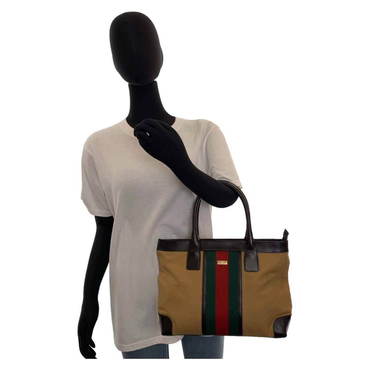 Gucci Canvas Leather Tote Bag