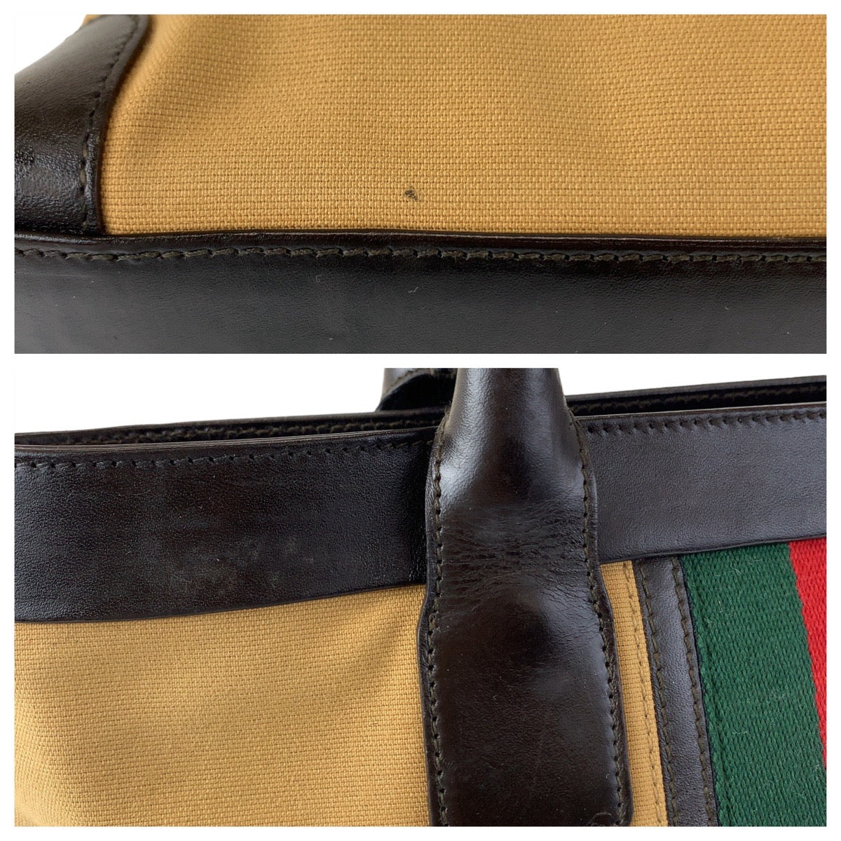 Gucci Canvas Leather Tote Bag