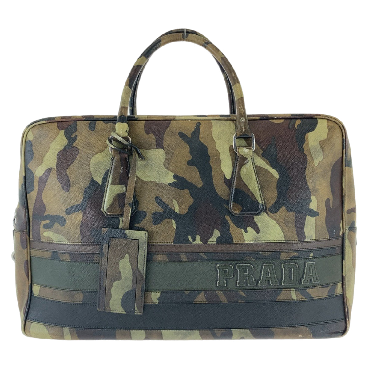 Prada Saffiano Camouflage Leather Business Bag Briefcase in Very Good Condition