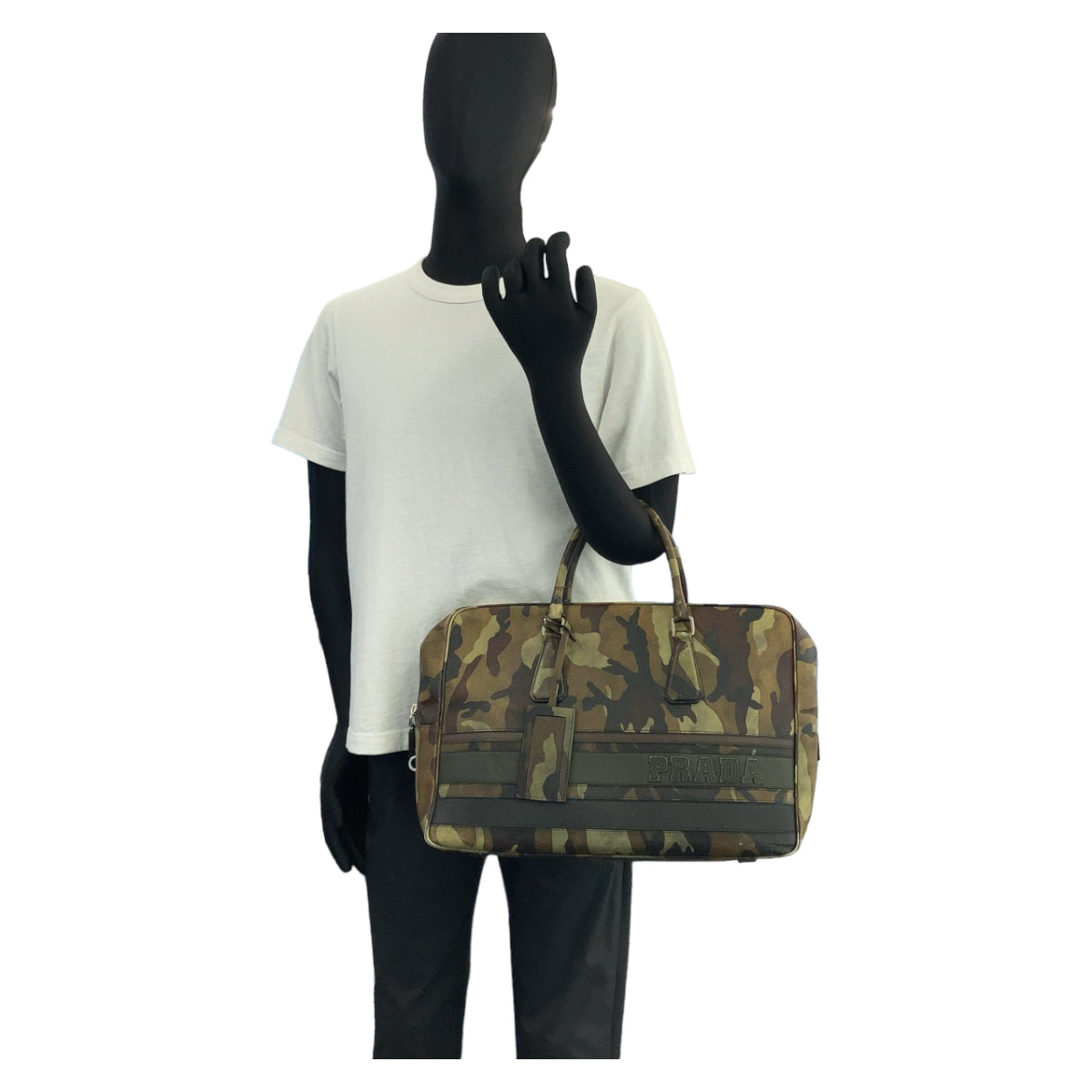 Prada Saffiano Camouflage Leather Business Bag Briefcase in Very Good Condition