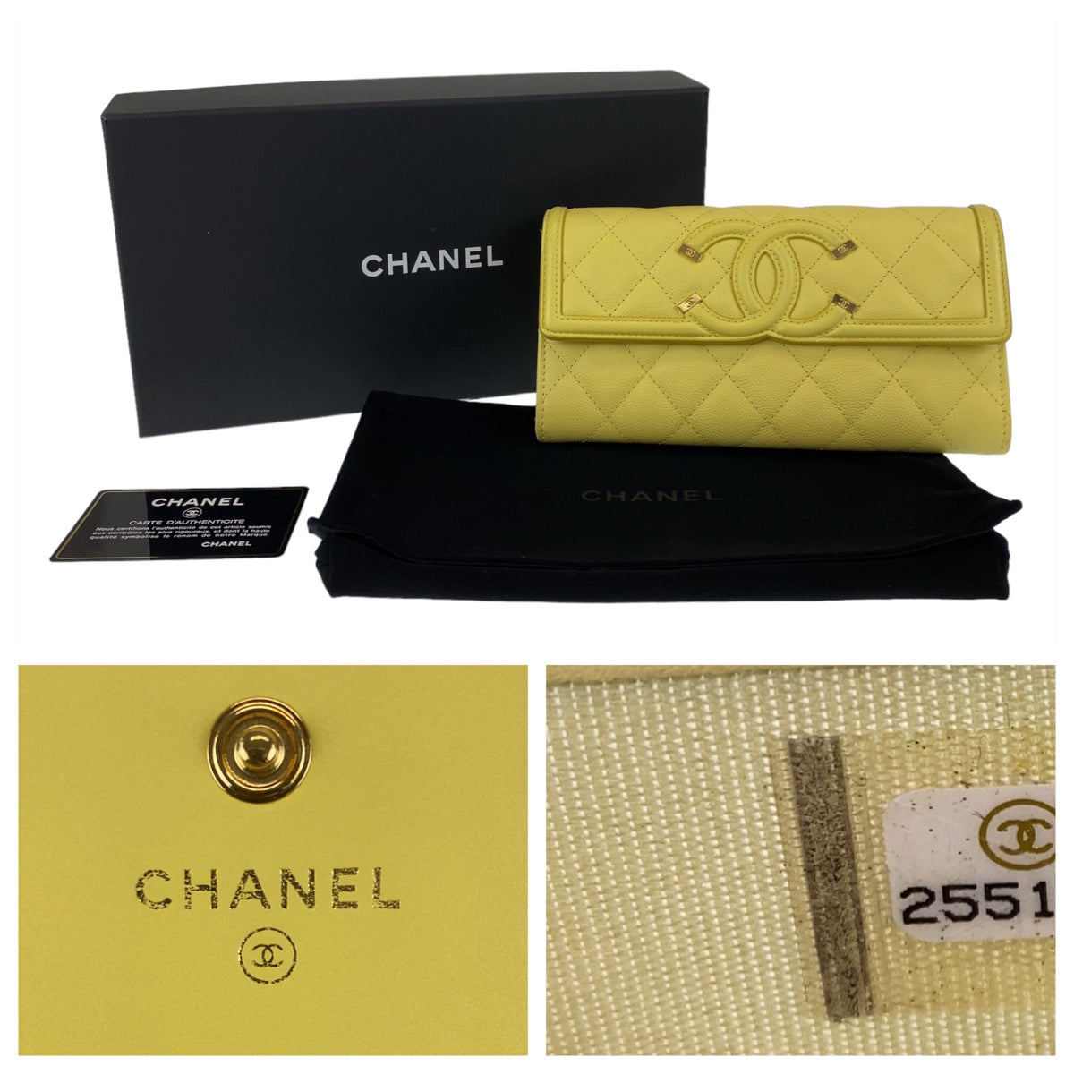 Chanel Caviar Skin CC Filigree Long Wallet