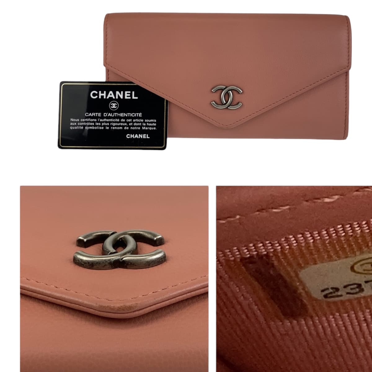 Chanel Pink Leather Long Wallet