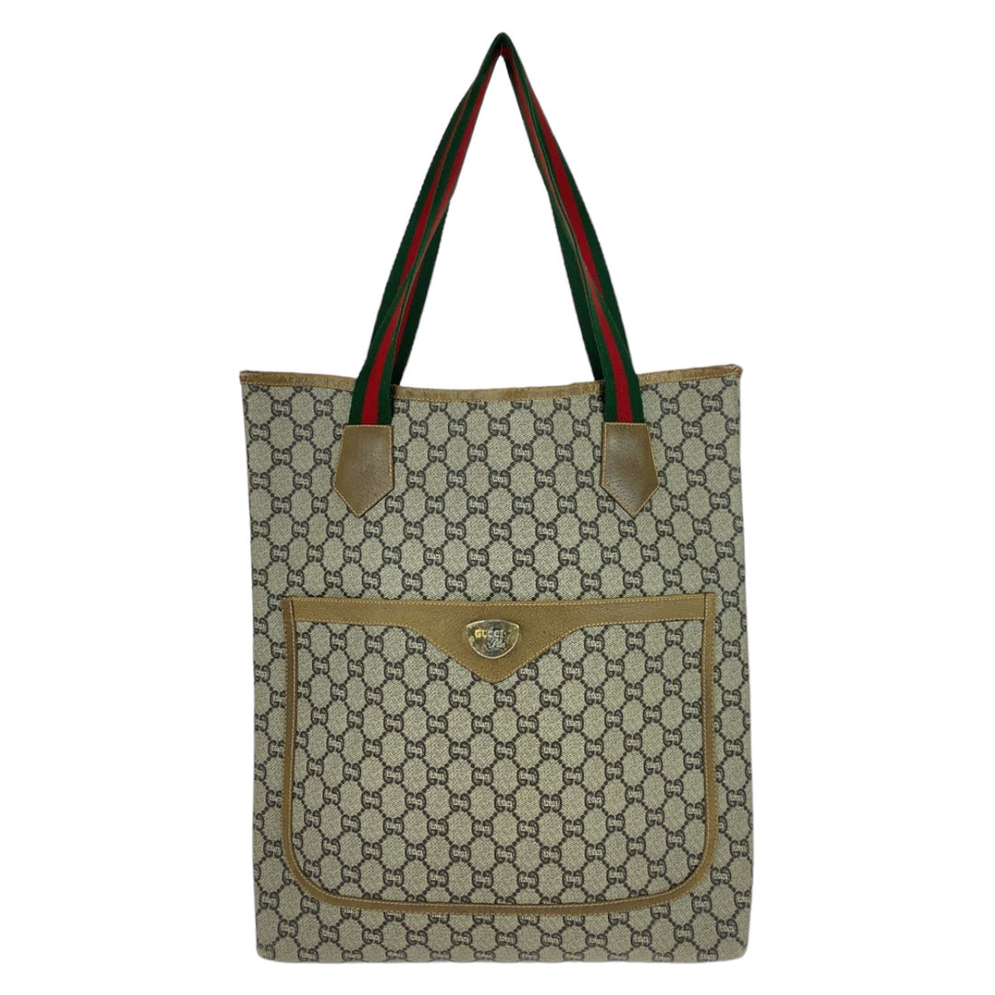 Gucci GG Supreme Canvas Leather Tote Bag