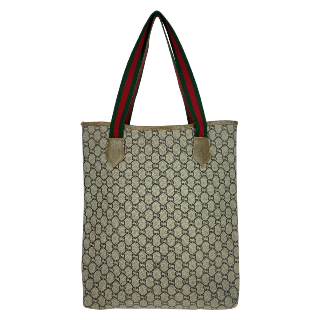 Gucci GG Supreme Canvas Leather Tote Bag