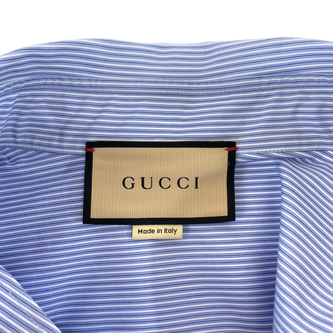 Gucci Embroidery Logo Cotton Shirt Blue White in Excellent Condition