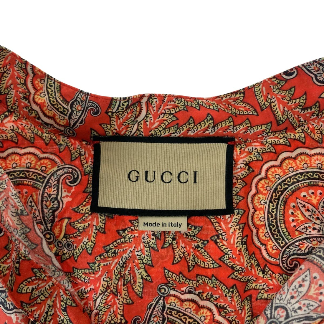 Gucci Paisley Cotton Shirt 44 Red in Excellent Condition