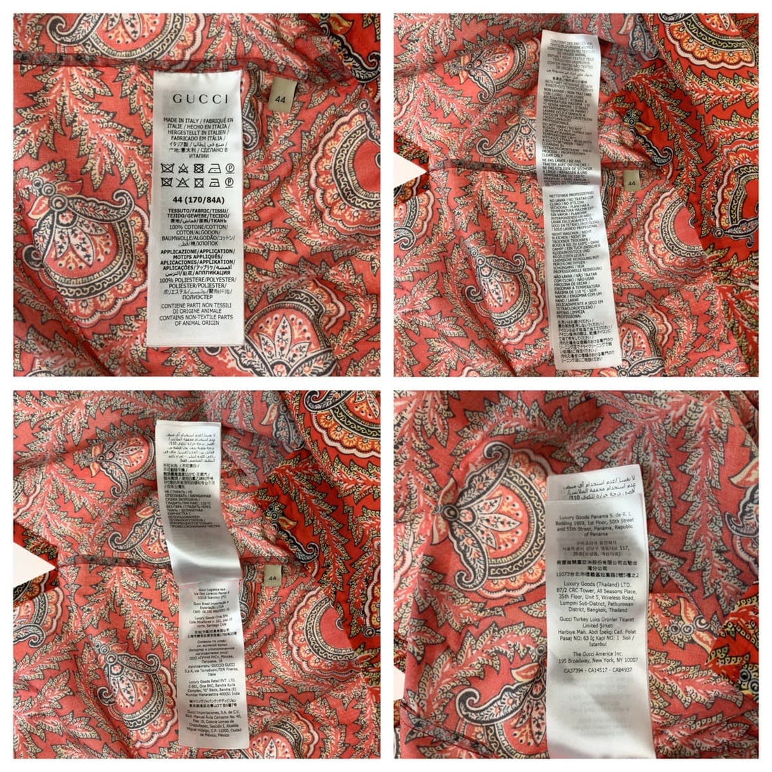 Gucci Paisley Cotton Shirt 44 Red in Excellent Condition