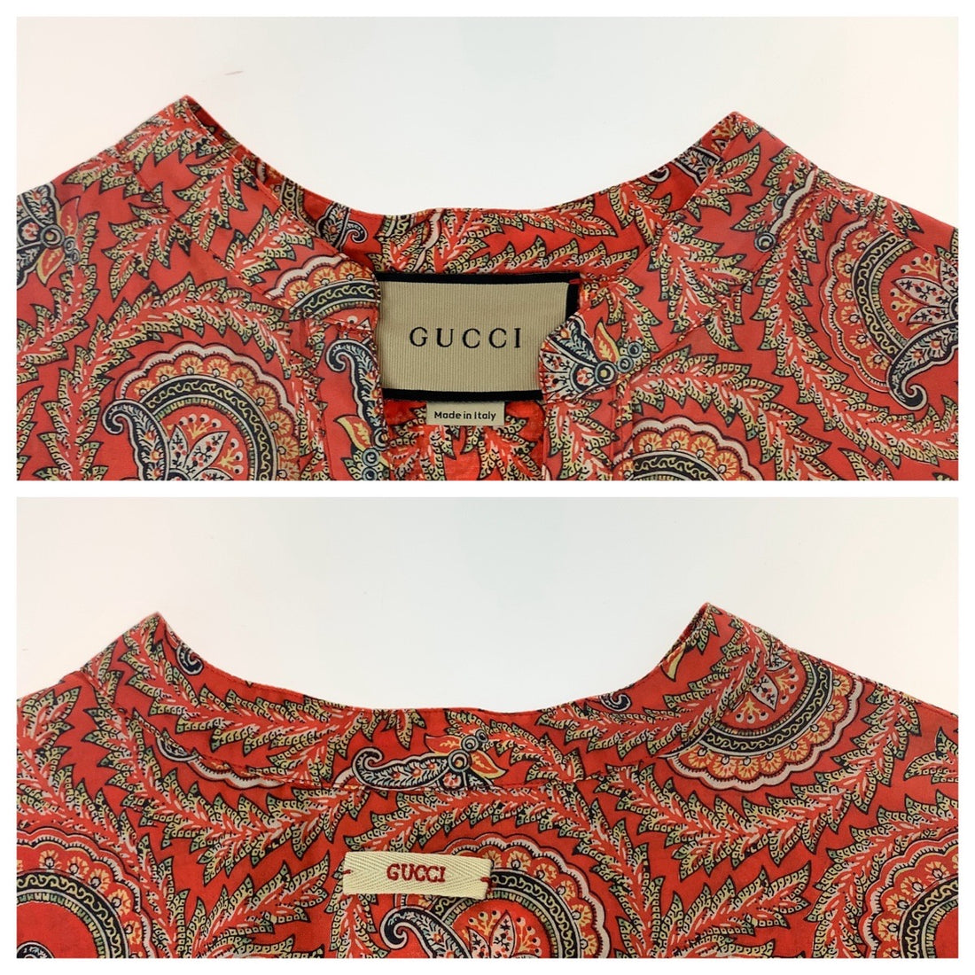 Gucci Paisley Cotton Shirt 44 Red in Excellent Condition