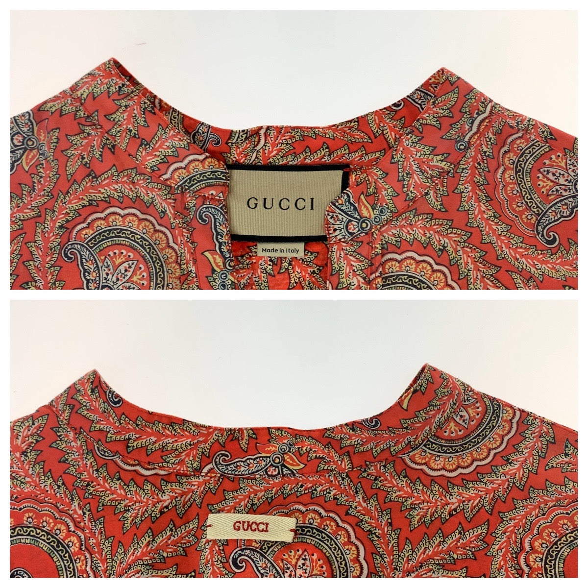 Gucci Paisley Cotton Short Sleeve Shirt 44 in Excellent Condition