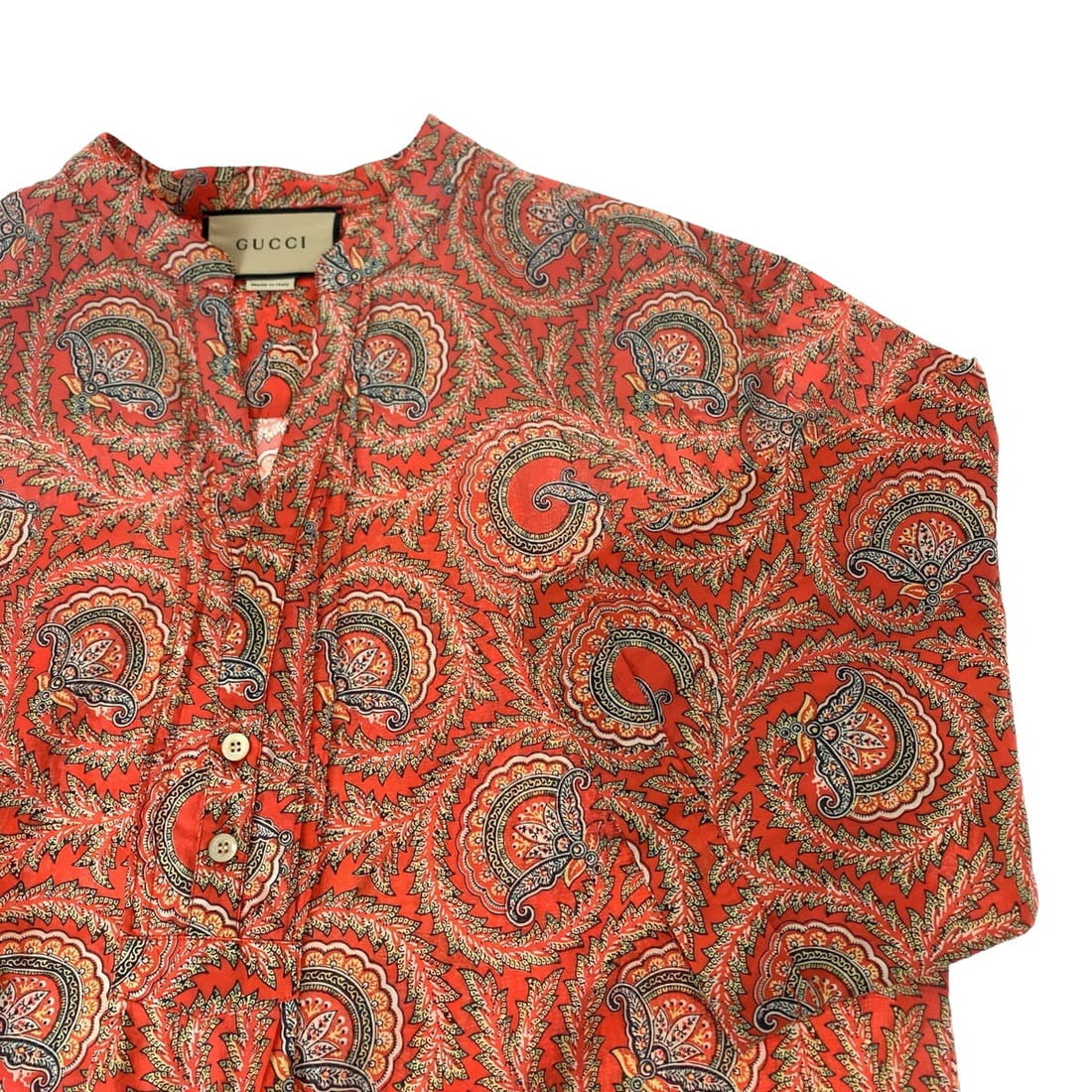 Gucci Paisley Cotton Shirt 44 Red