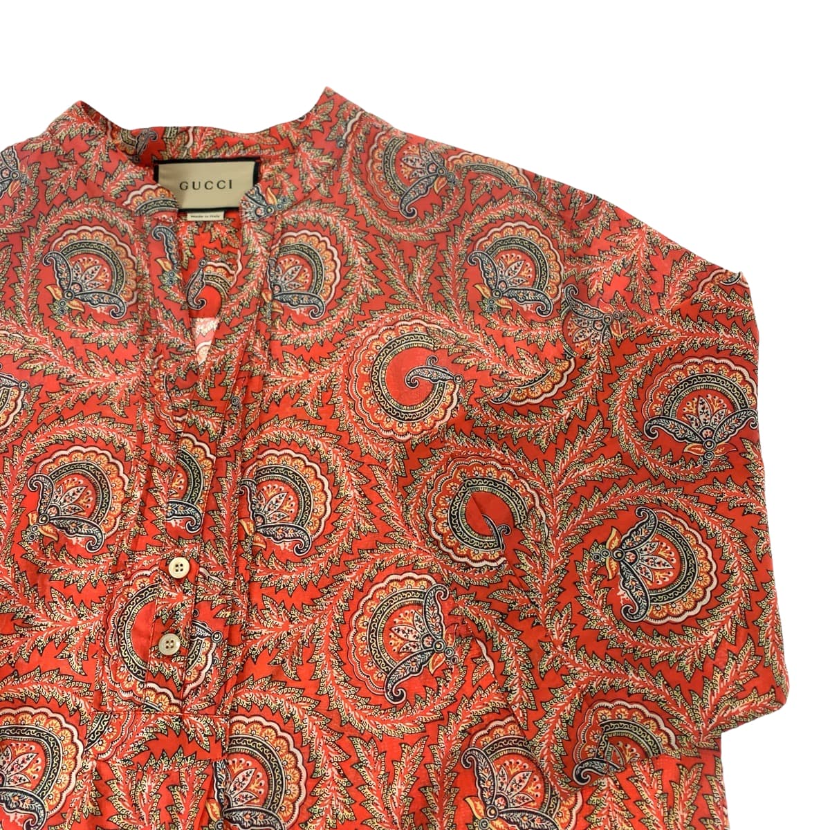 Gucci Paisley Cotton Short Sleeve Shirt 44 in Excellent Condition