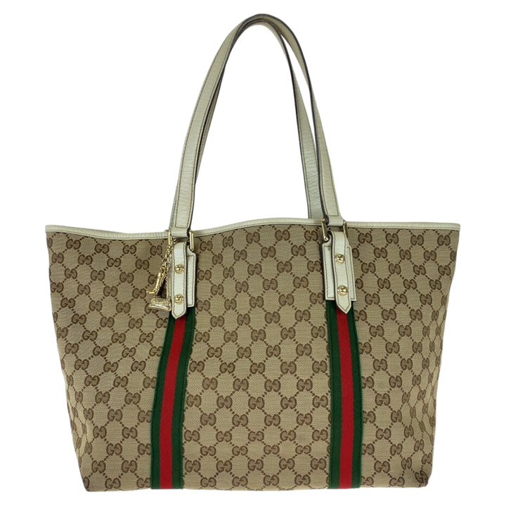 Gucci GG Canvas Leather Tote Bag