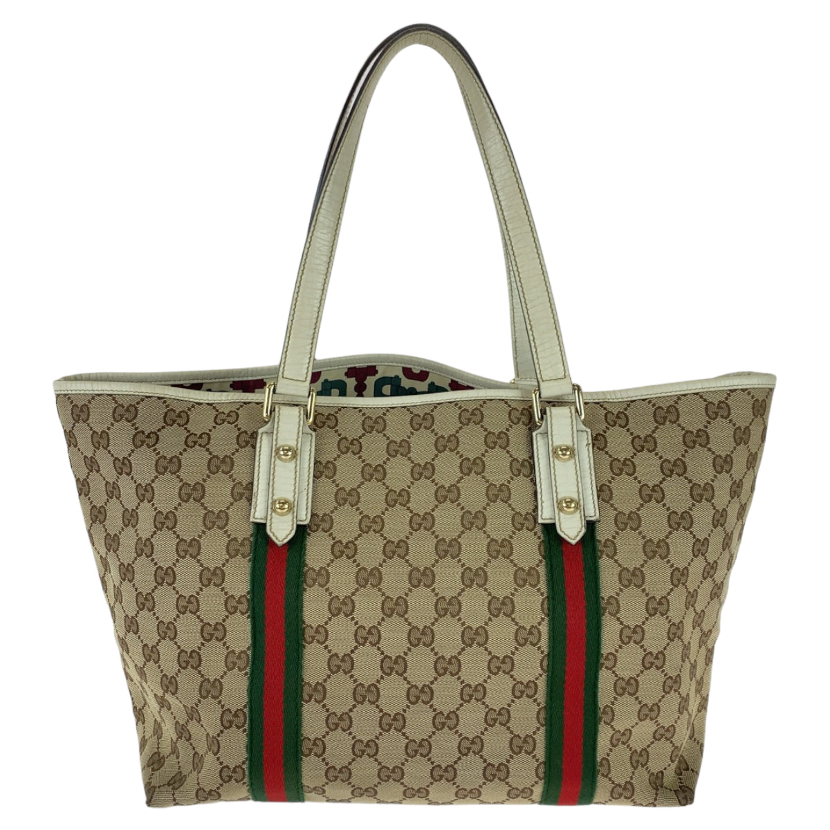 Gucci GG Canvas Leather Tote Bag