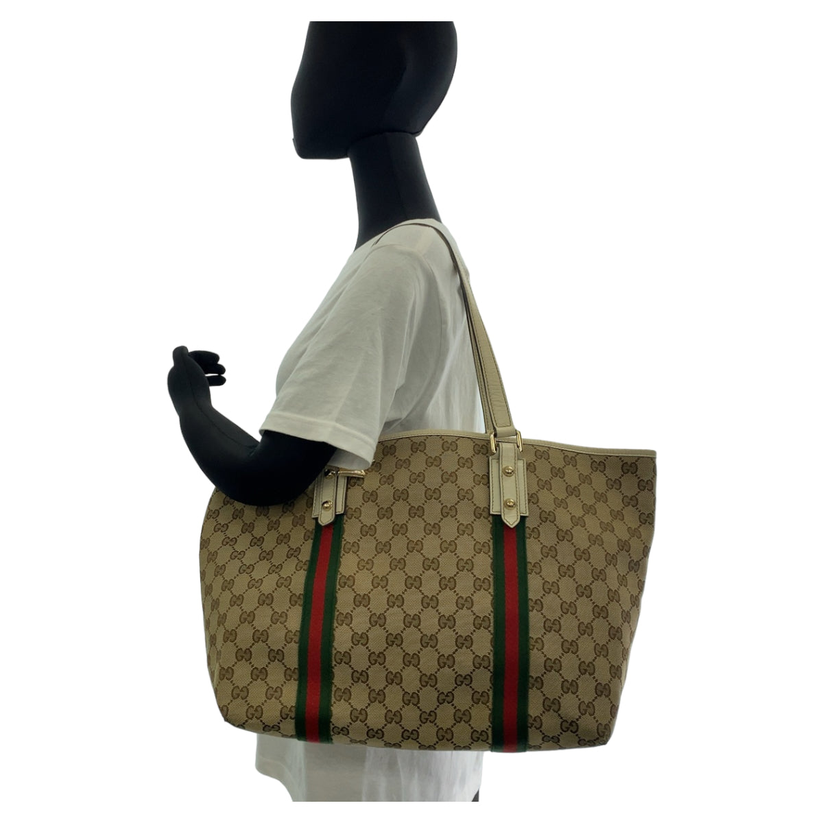 Gucci GG Canvas Leather Tote Bag