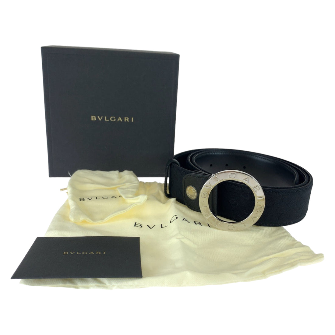 Bvlgari B.Zero Logo Mania Canvas Leather Belt