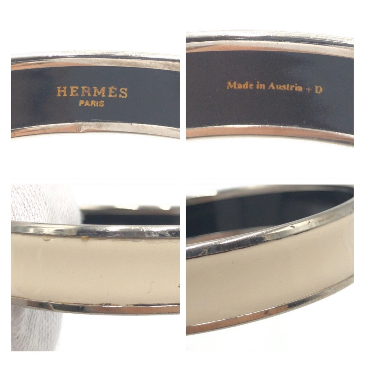 Hermes Enamel MM Caleche Bracelet Silver