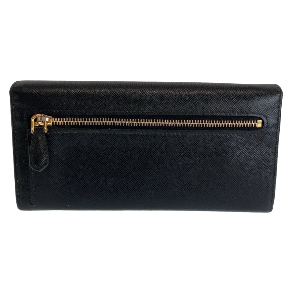 Prada Saffiano Leather Ribbon Long Wallet Black Gold Hardware in Very Good Condition