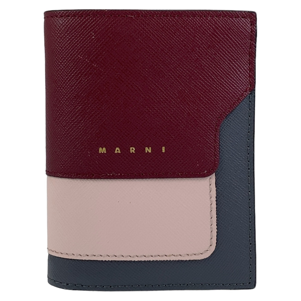 MARNI Leather Compact Wallet Red Pink Blue Gold Hardware in Very Good Condition