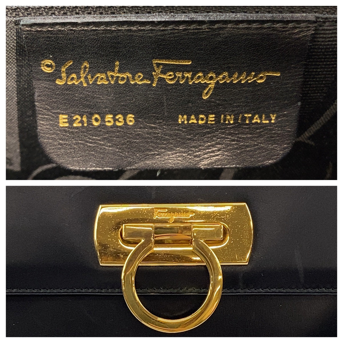 Salvatore Ferragamo Leather Gancini Handbag 407435 in Very Good Condition