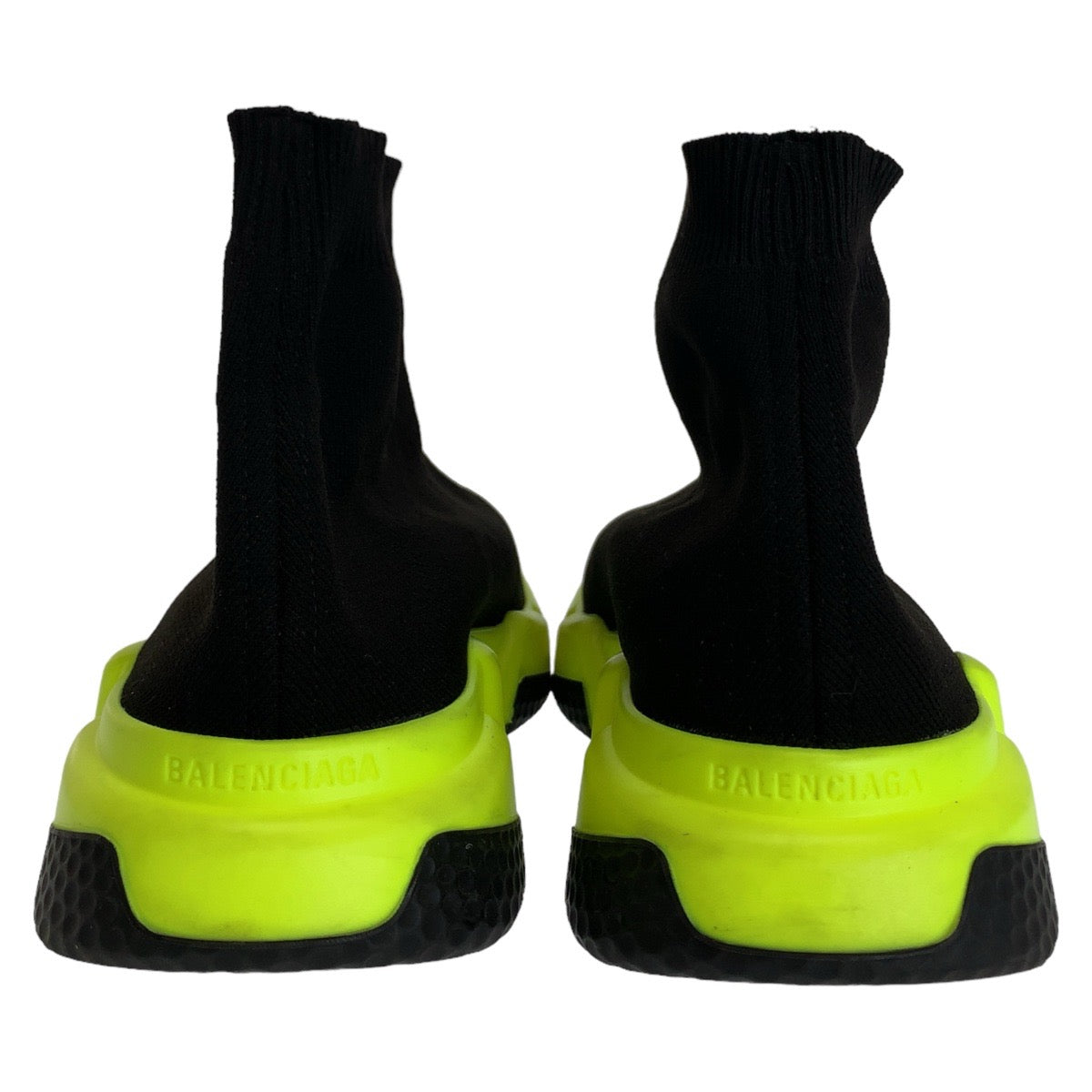 Balenciaga Speed Trainer Knit/Rubber Sneakers Black/Yellow in Very Good Condition