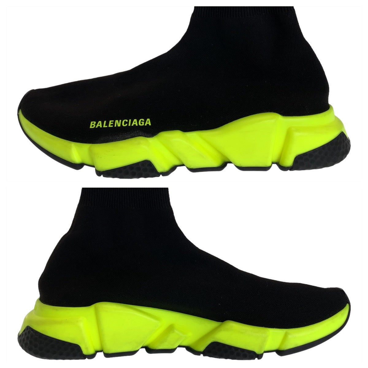 Balenciaga Speed Trainer Knit/Rubber Sneakers Black/Yellow in Very Good Condition