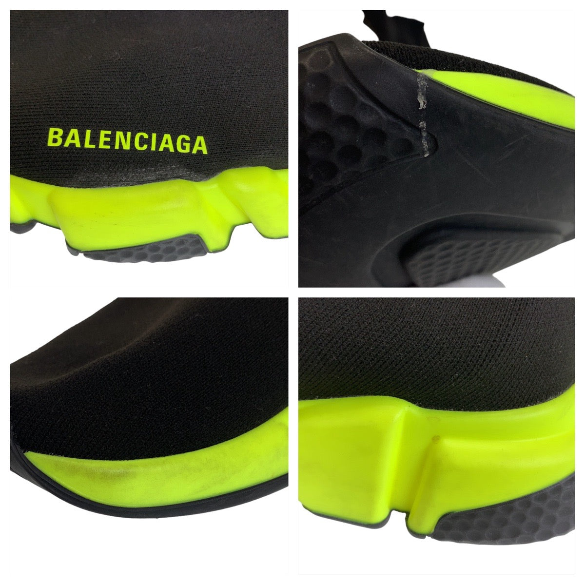 Balenciaga Speed Trainer Knit/Rubber Sneakers Black/Yellow in Very Good Condition