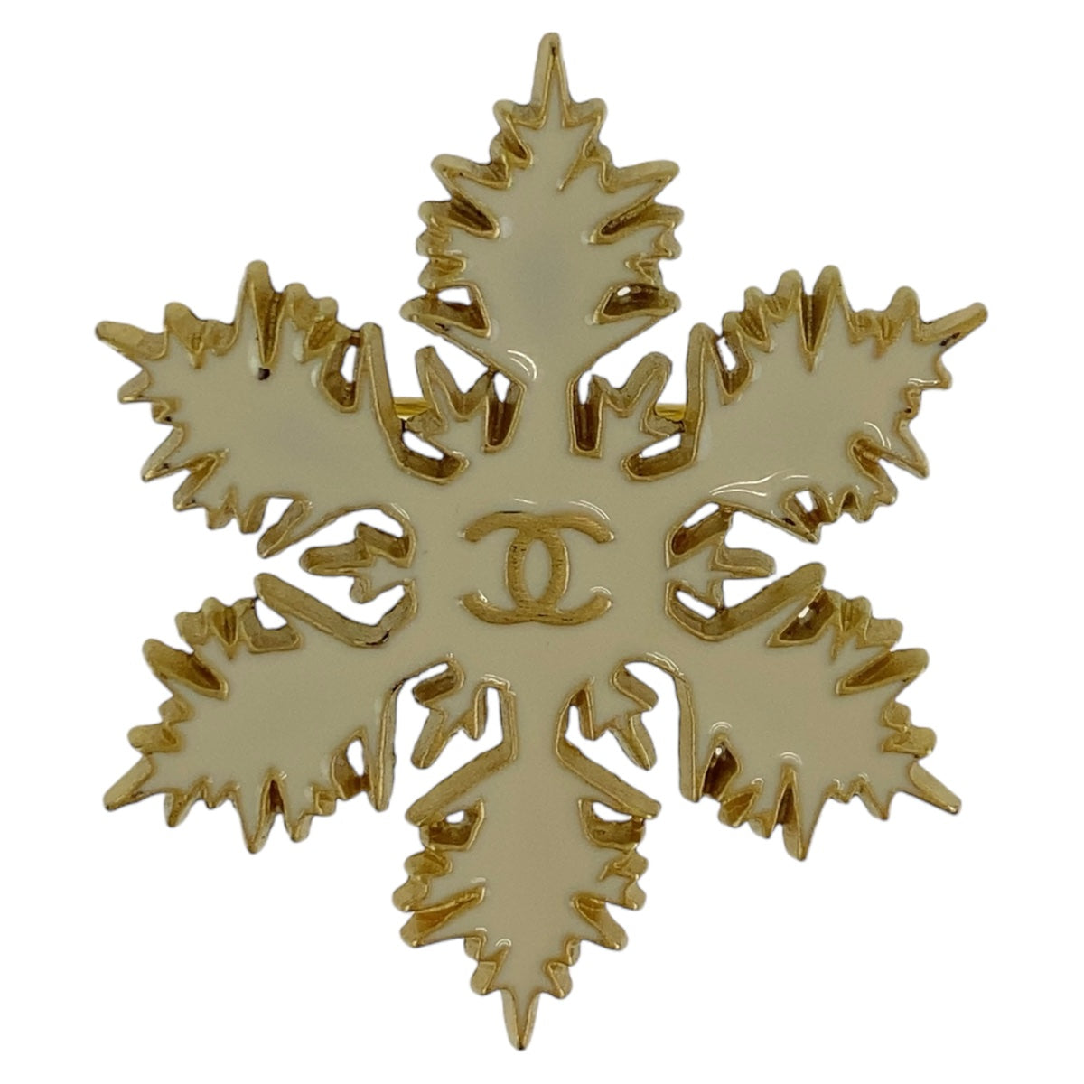 Chanel Coco Mark Snowflake Brooch Gold