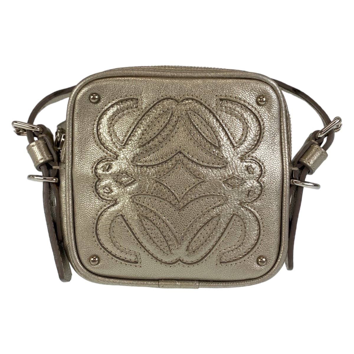 Loewe Leather Anagram Gold Silver Crossbody Bag