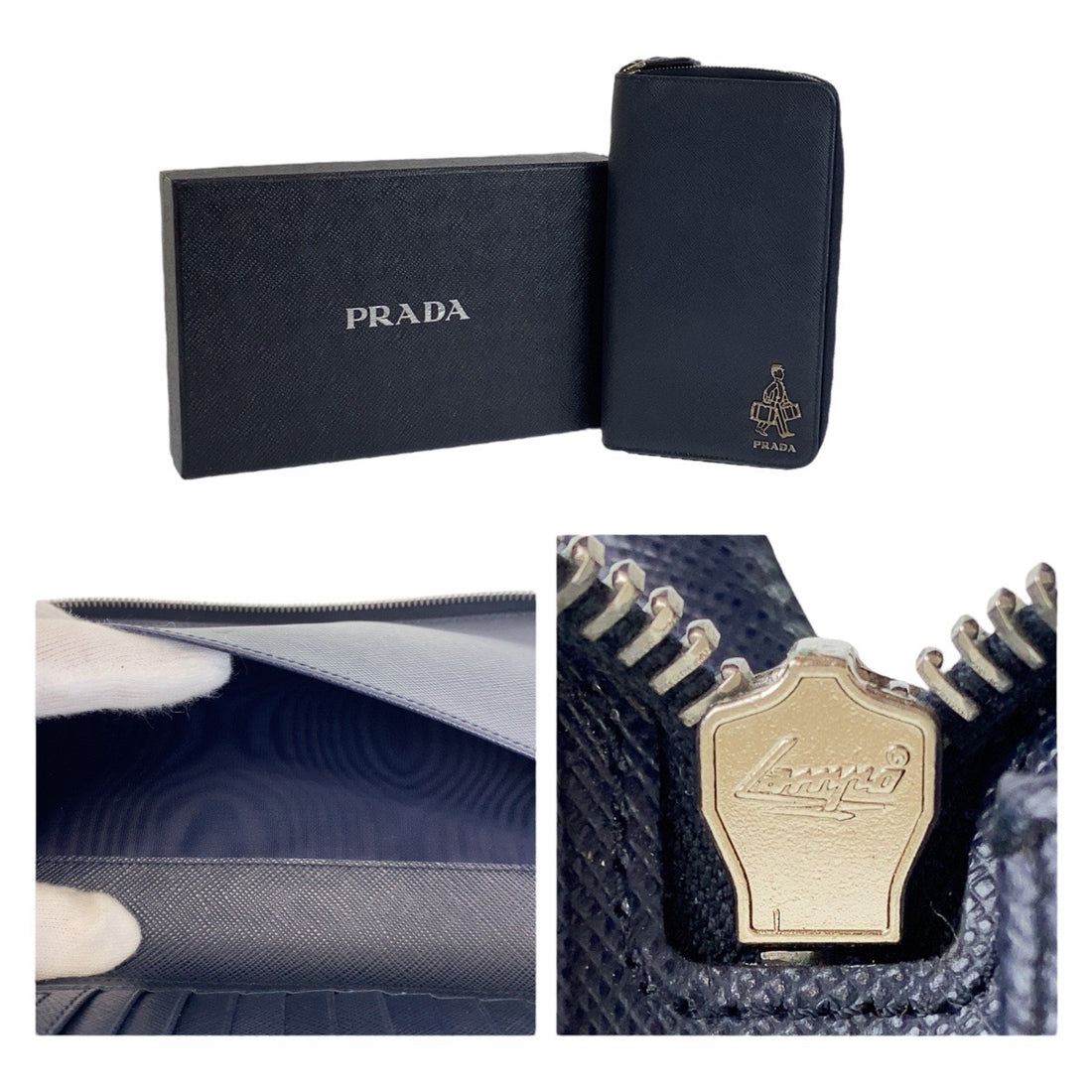 Prada Saffiano Leather Long Wallet Navy