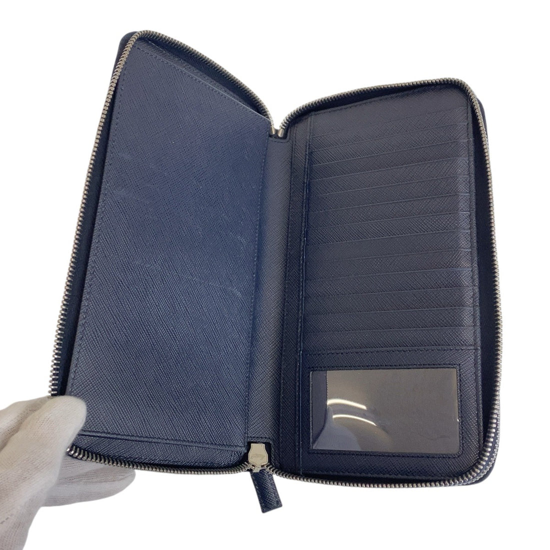 Prada Saffiano Leather Long Wallet Navy