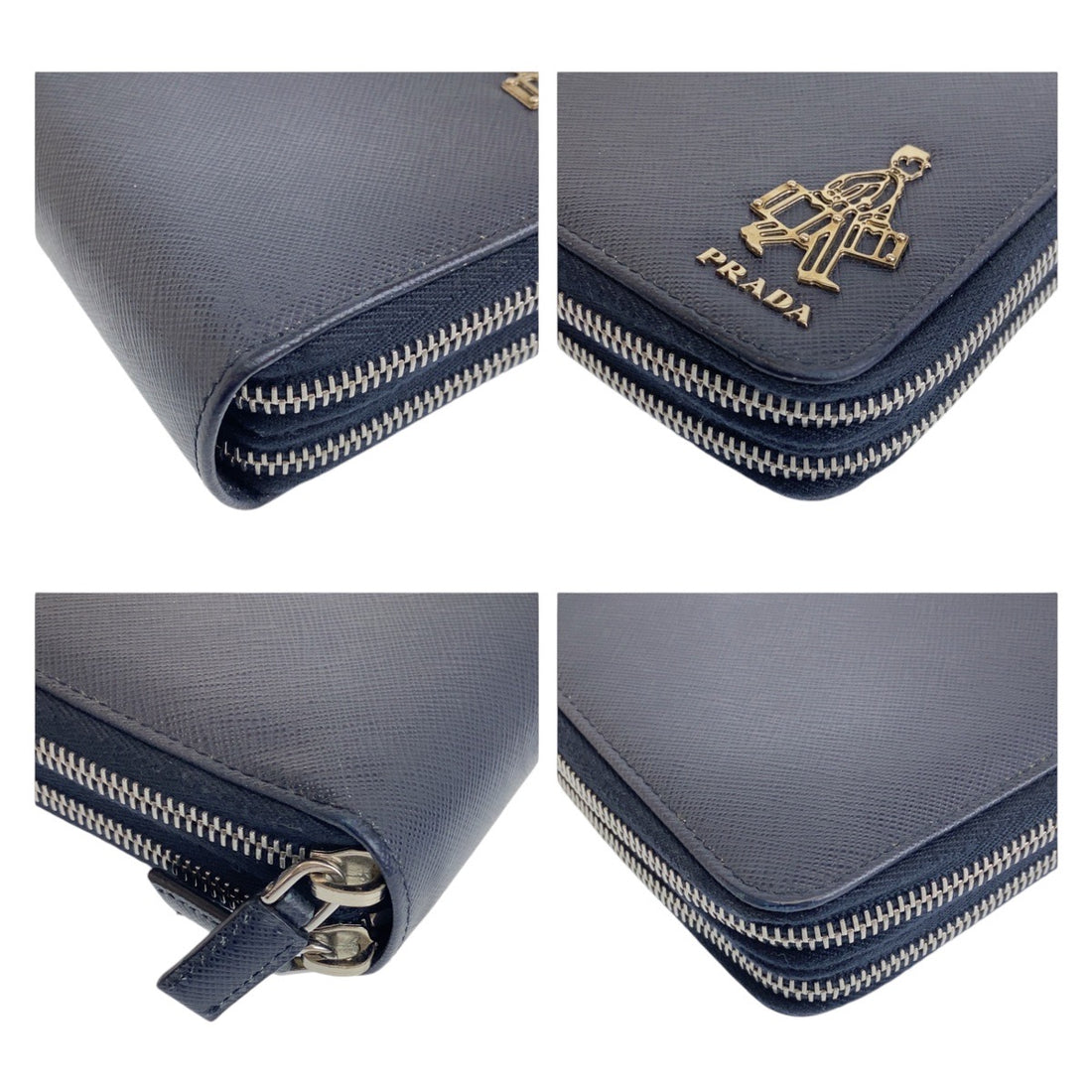 Prada Saffiano Leather Long Wallet Navy