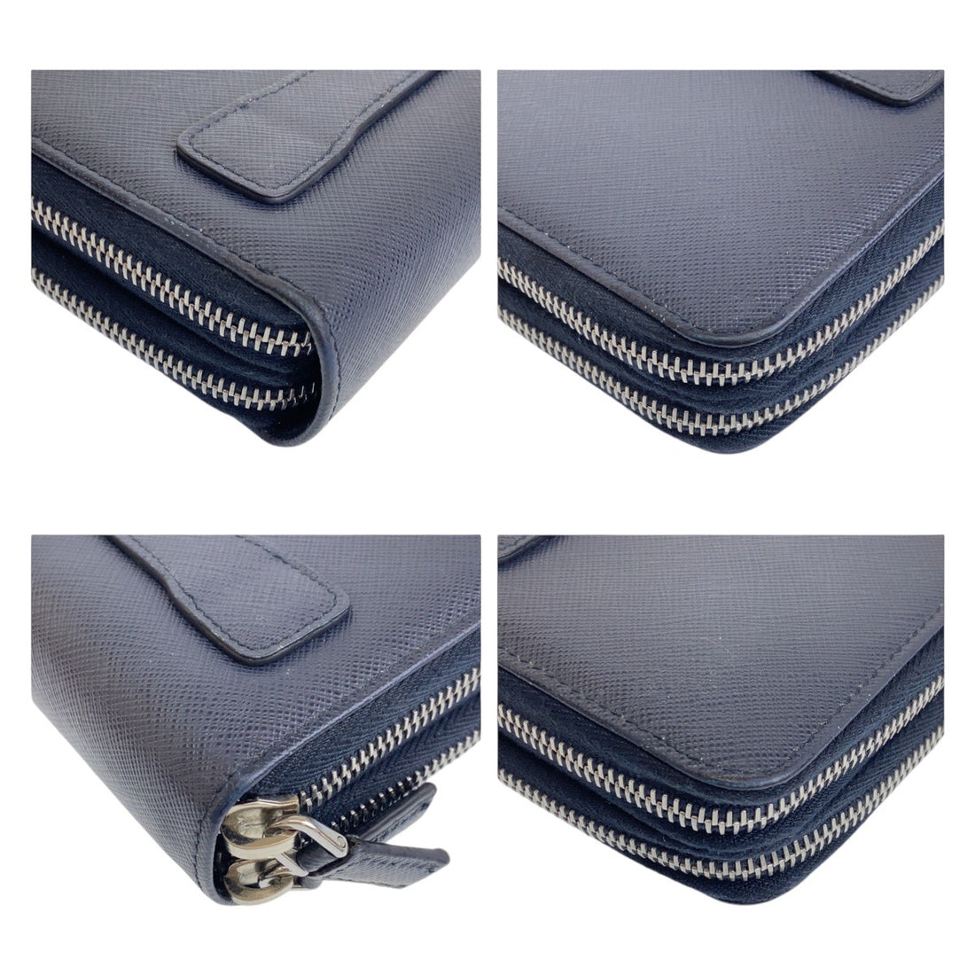 Prada Saffiano Leather Long Wallet Navy