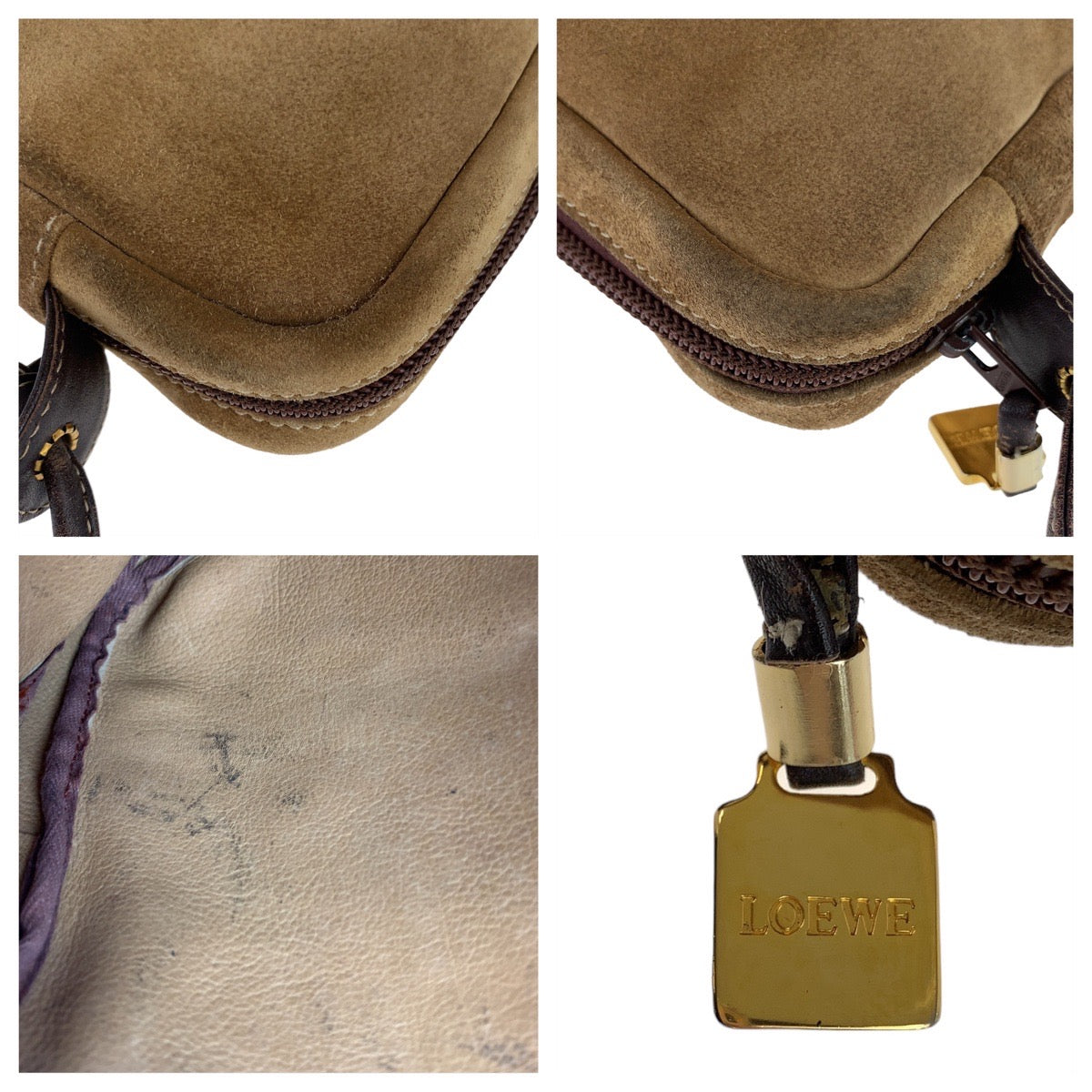 Loewe Anagram Brown Suede Leather Shoulder Bag