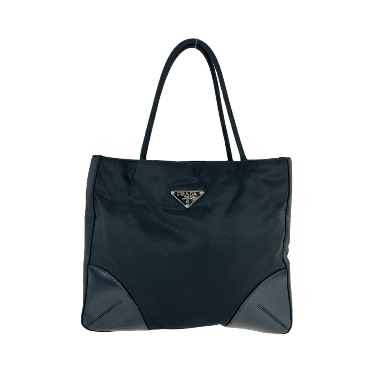 Prada Nylon Leather Tessuto Logo Tote Bag