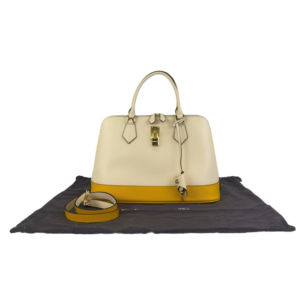 Samantha Thavasa Beige Yellow Gold Synthetic Leather 2way Shoulder Handbag in Great Condition