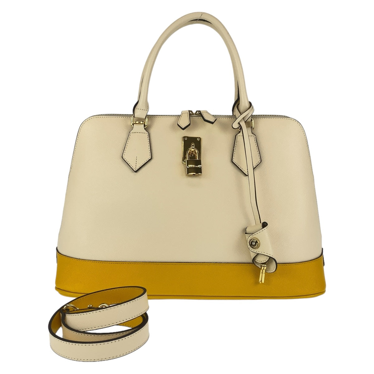 Samantha Thavasa Beige Yellow Gold Synthetic Leather 2way Shoulder Handbag in Great Condition