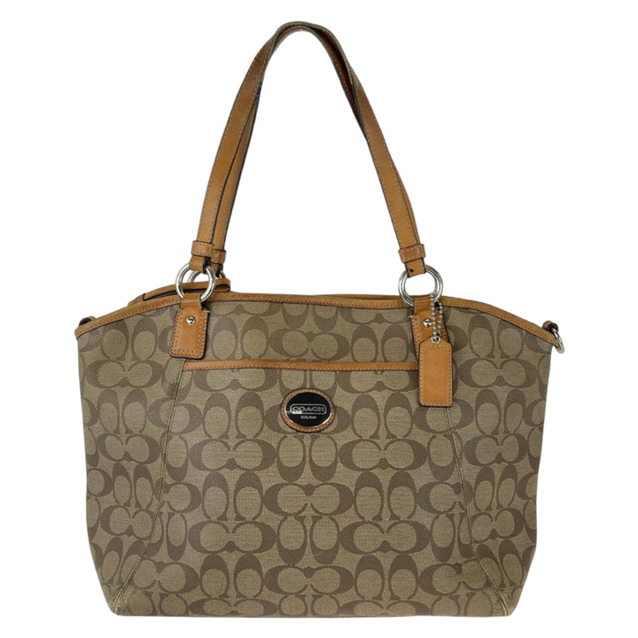 Coach Signature Canvas Leather Tote Bag