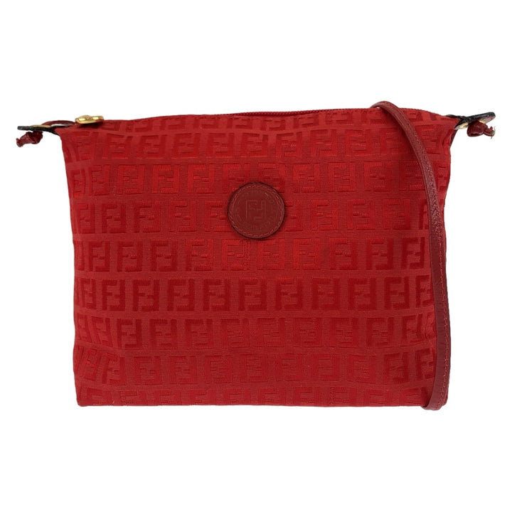 Fendi Vintage Red Gold Canvas Shoulder Bag