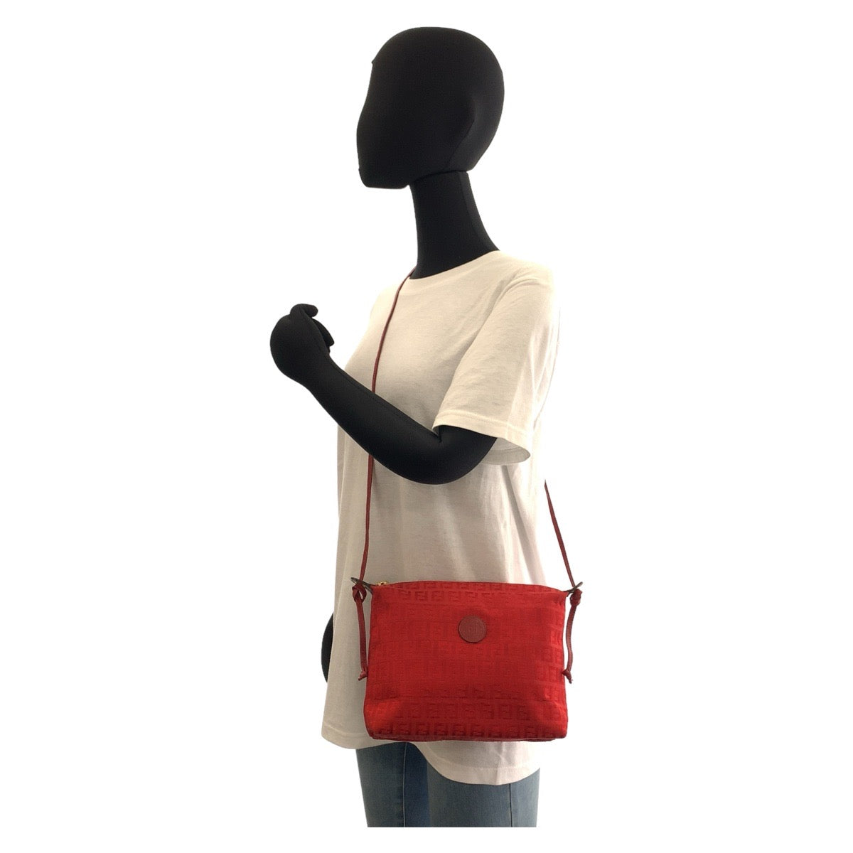 Fendi Vintage Red Gold Canvas Shoulder Bag