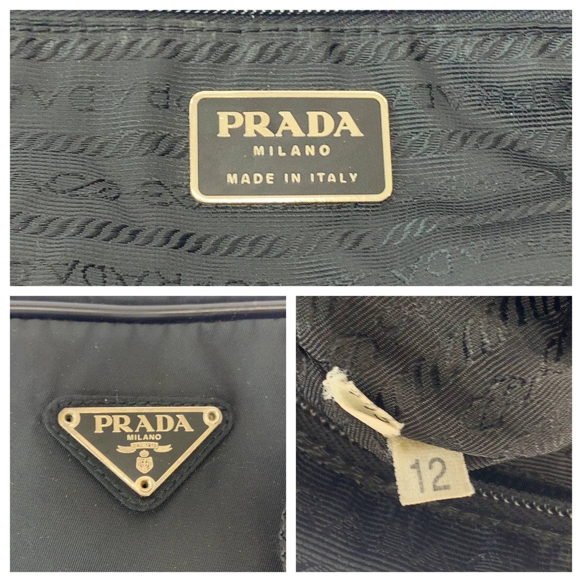 Prada Nylon Tessuto Logo Plate Handbag