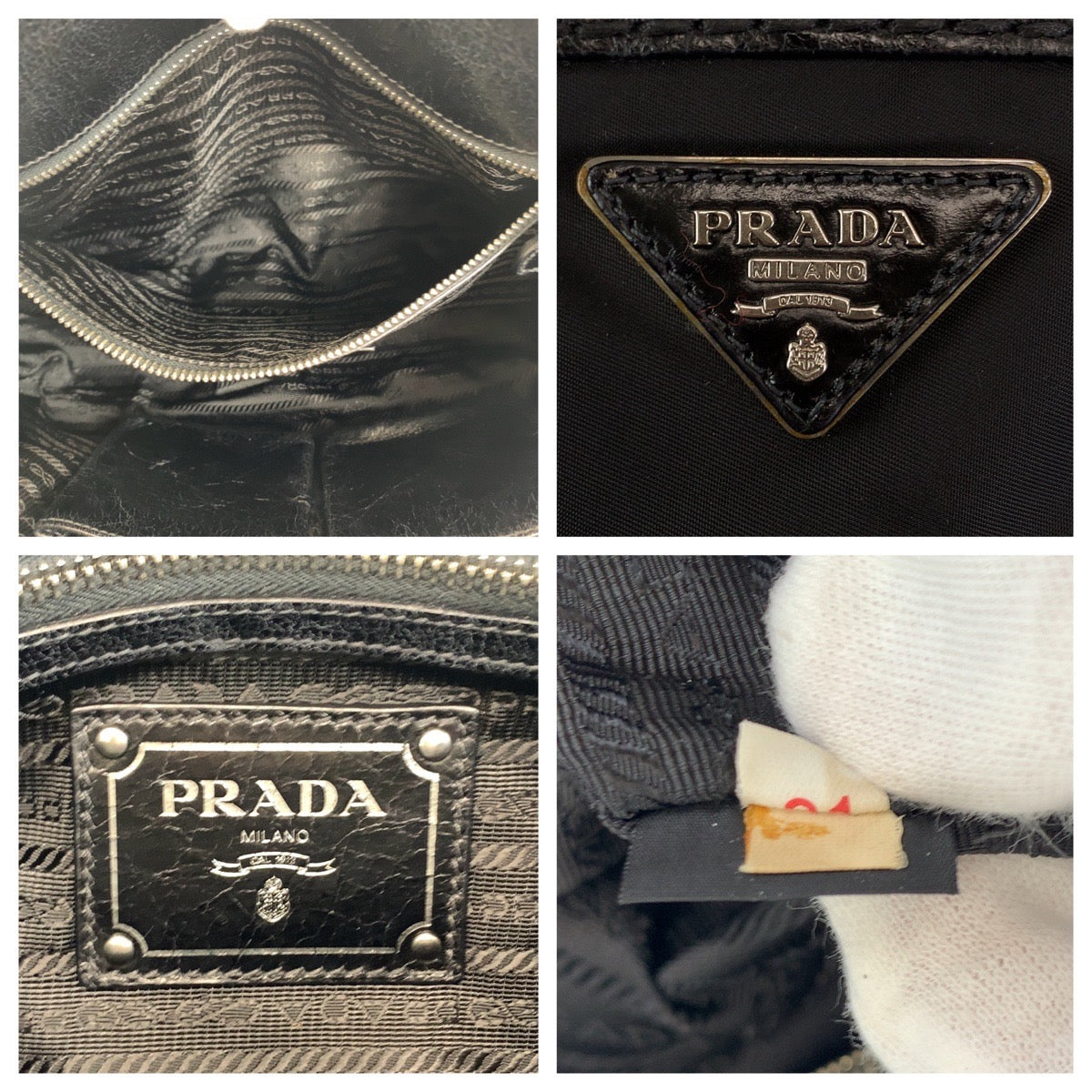 Prada Nylon/Leather Tessuto Triangle Logo Tote Bag in Great Condition