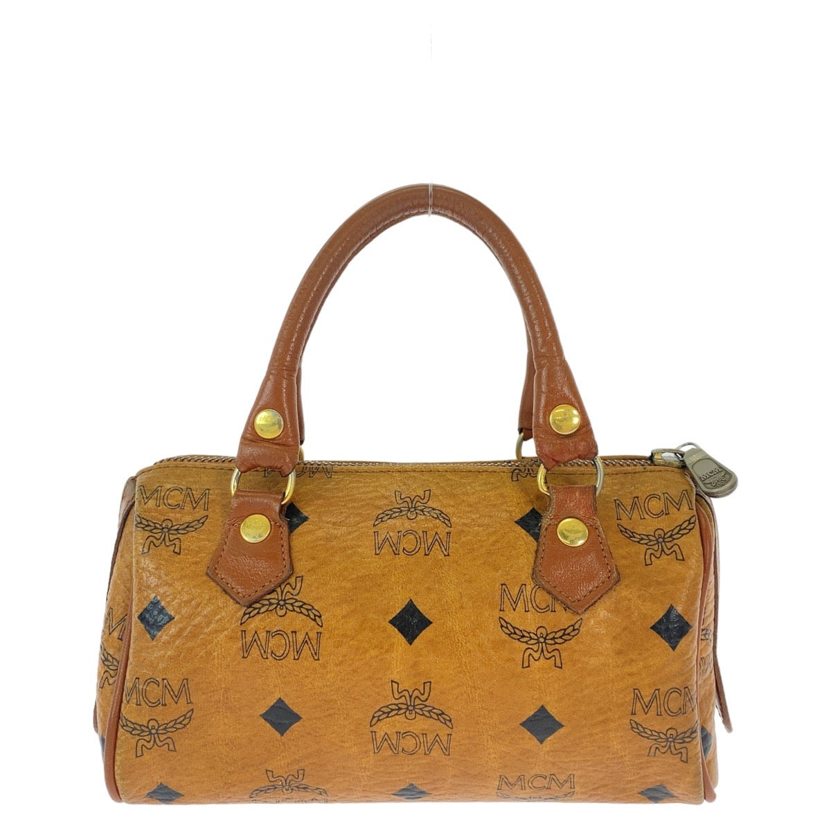 MCM Leather Logo Brown Gold 2way Bag