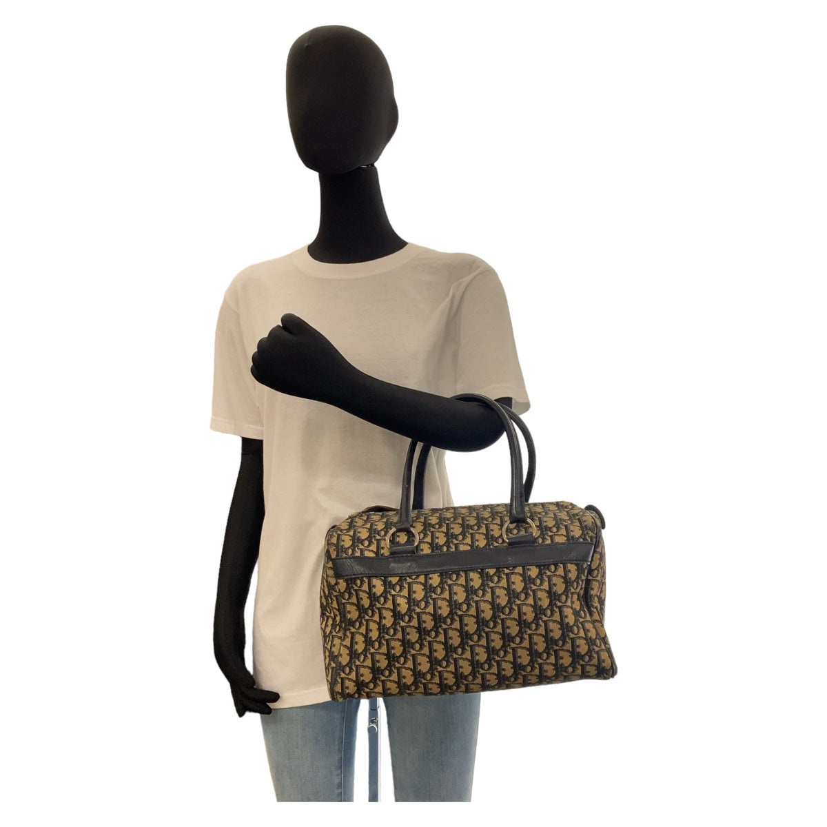 Dior Trotter Canvas Leather Boston Handbag