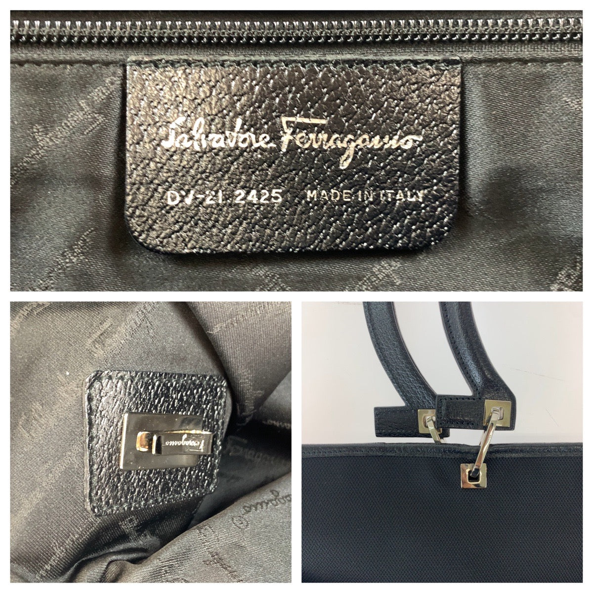 Salvatore Ferragamo Gancini Nylon/Leather Tote Bag in Great Condition