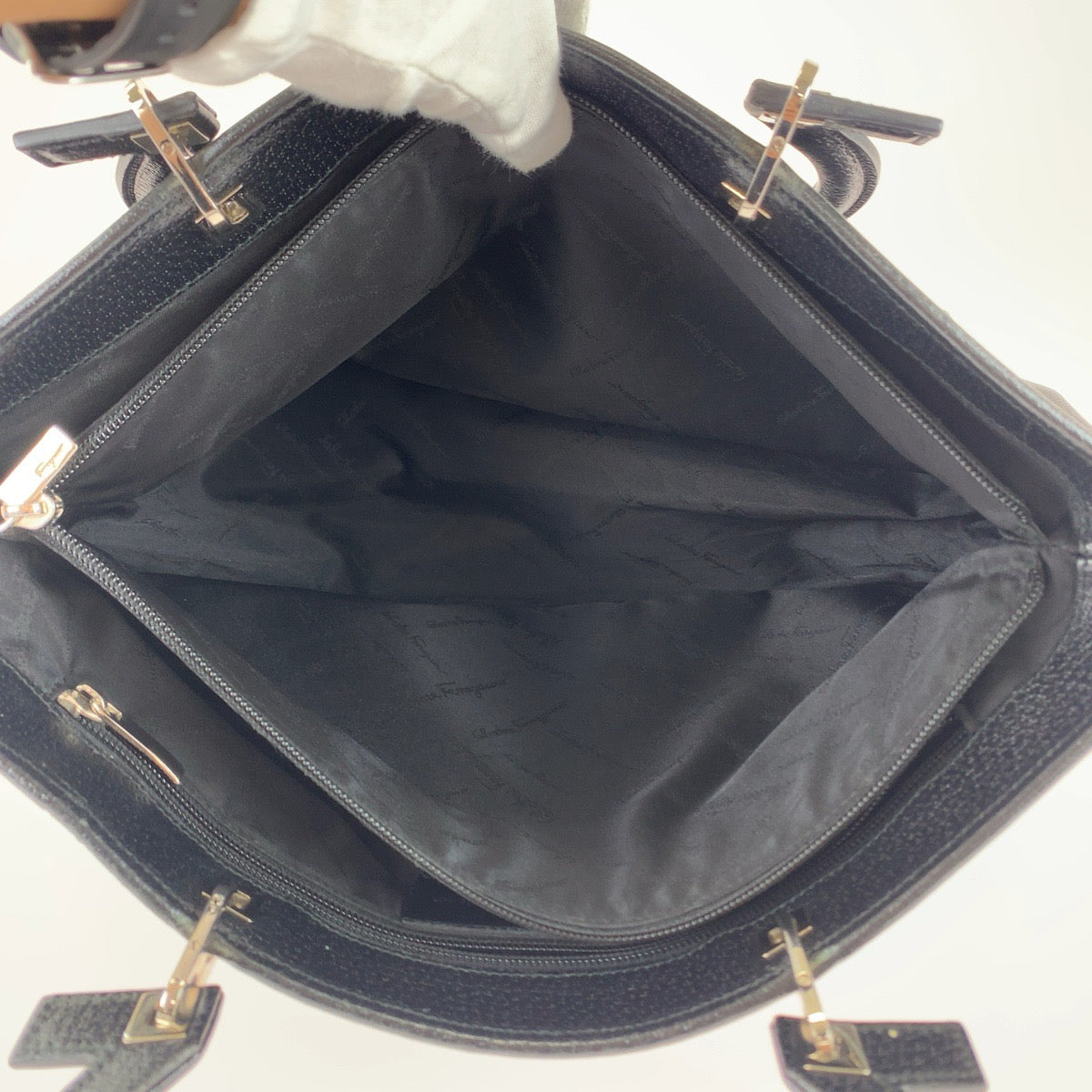 Salvatore Ferragamo Gancini Nylon/Leather Tote Bag in Great Condition