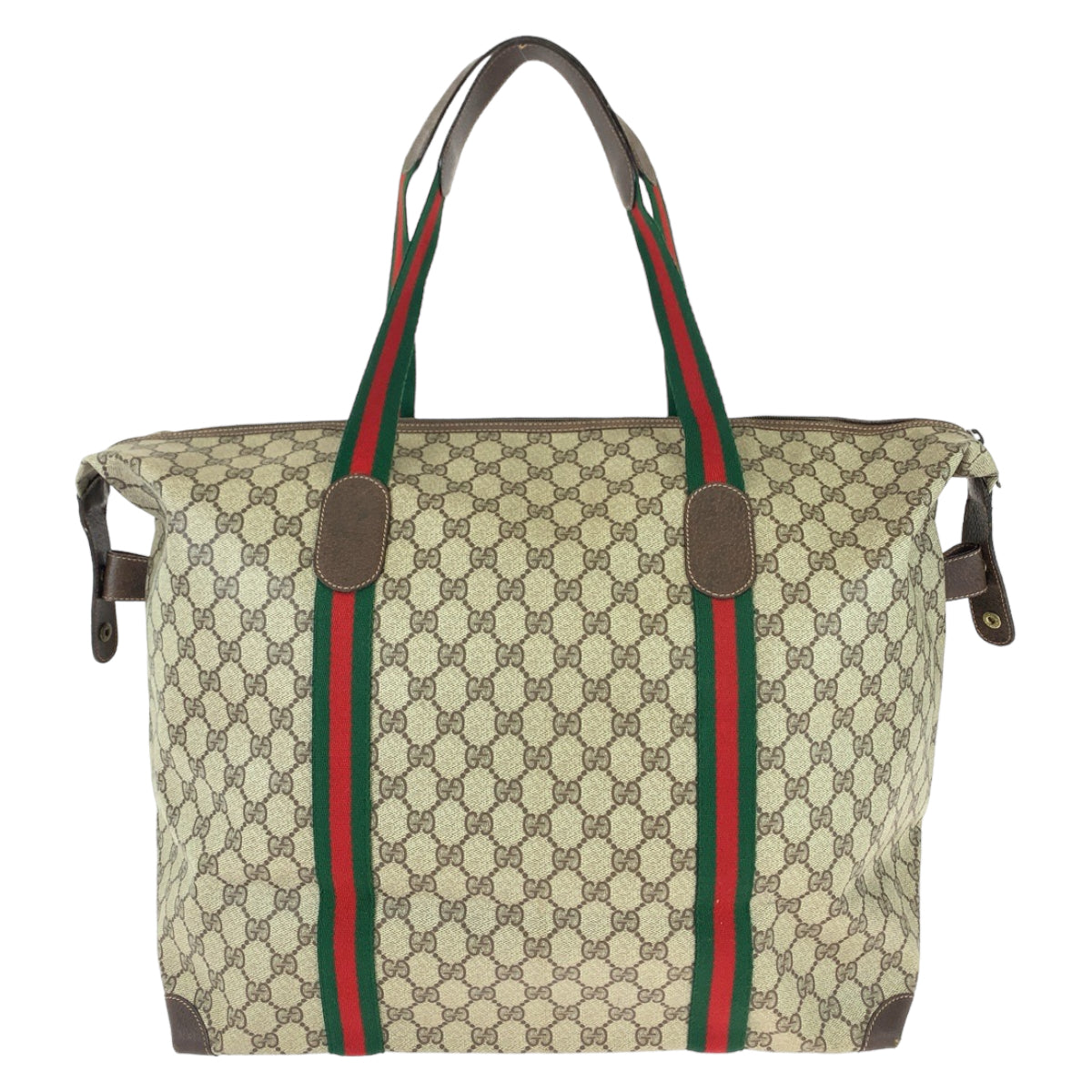 Gucci Vintage GG Supreme Canvas Leather Tote Bag