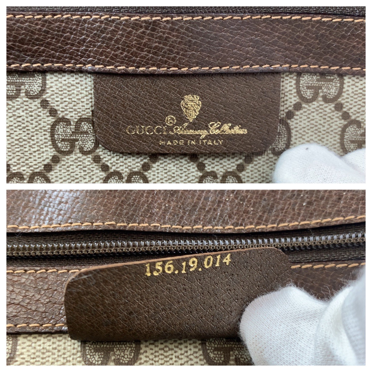 Gucci Vintage GG Supreme Canvas Leather Tote Bag