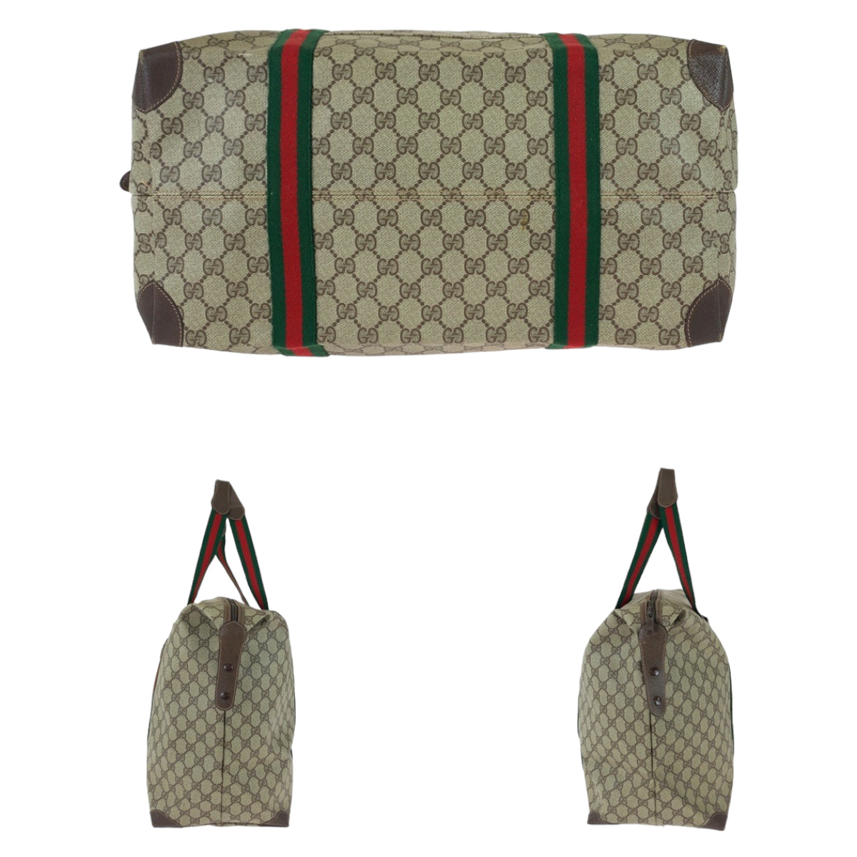 Gucci Vintage GG Supreme Canvas Leather Tote Bag