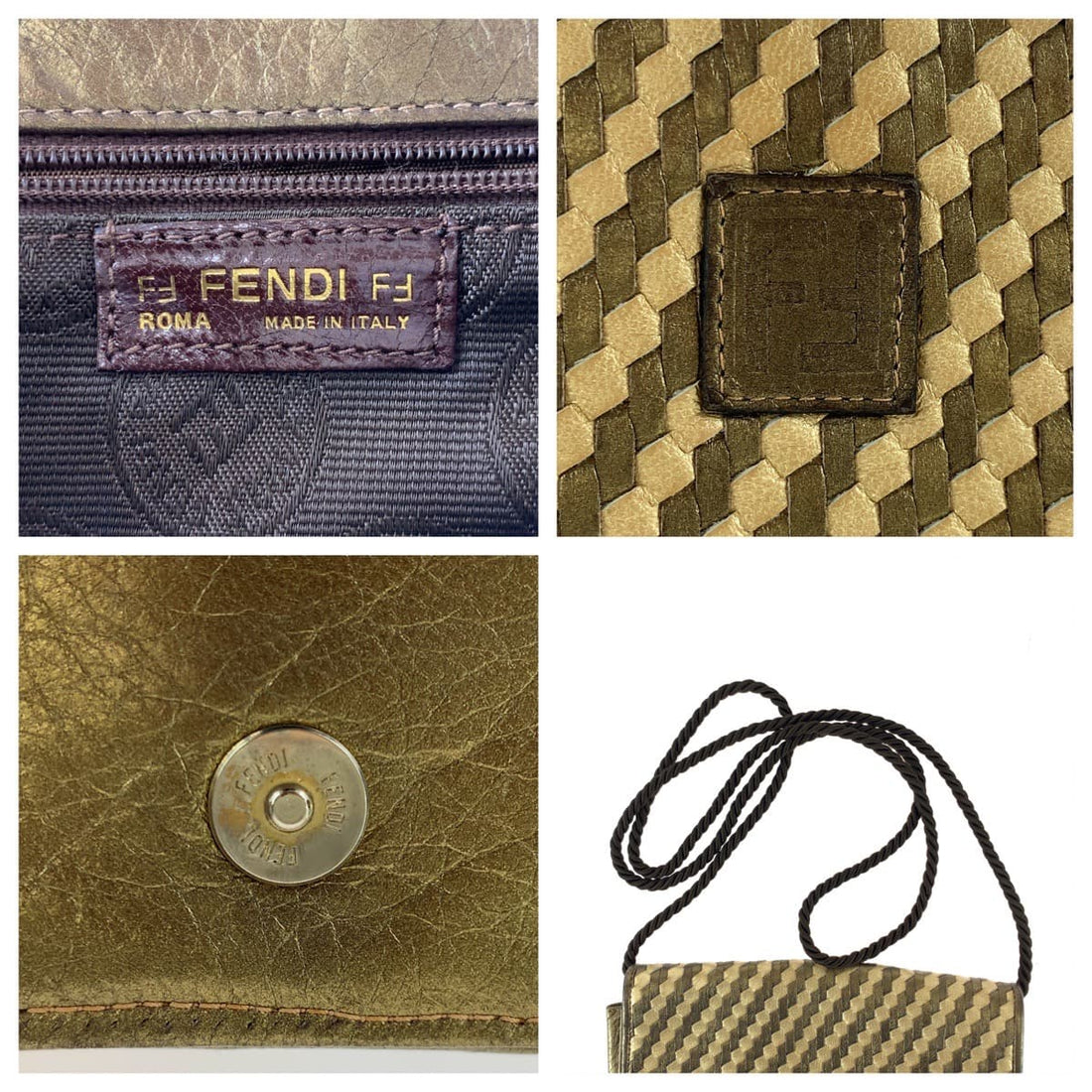 Fendi Leather FF Logo Woven Shoulder Bag in Great Condition