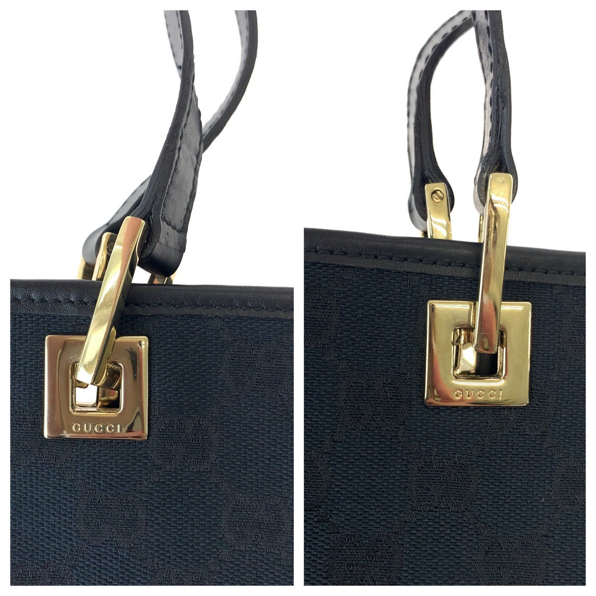 Gucci GG Canvas Tote Bag Black Gold Hardware in Great Condition